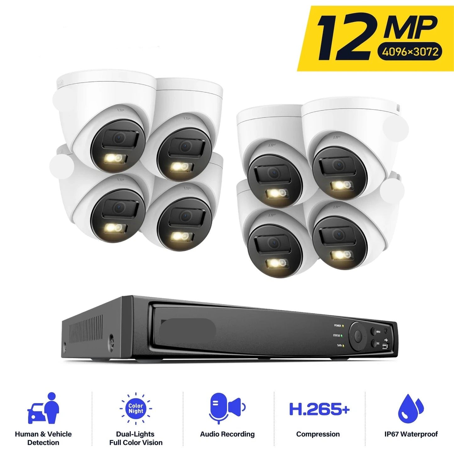 IP-Bewakingscamera – PoE Camera – IP Camera – Beveiligingscamera – Nachtcamera – 12 Megapixel – 113° Kijkhoek