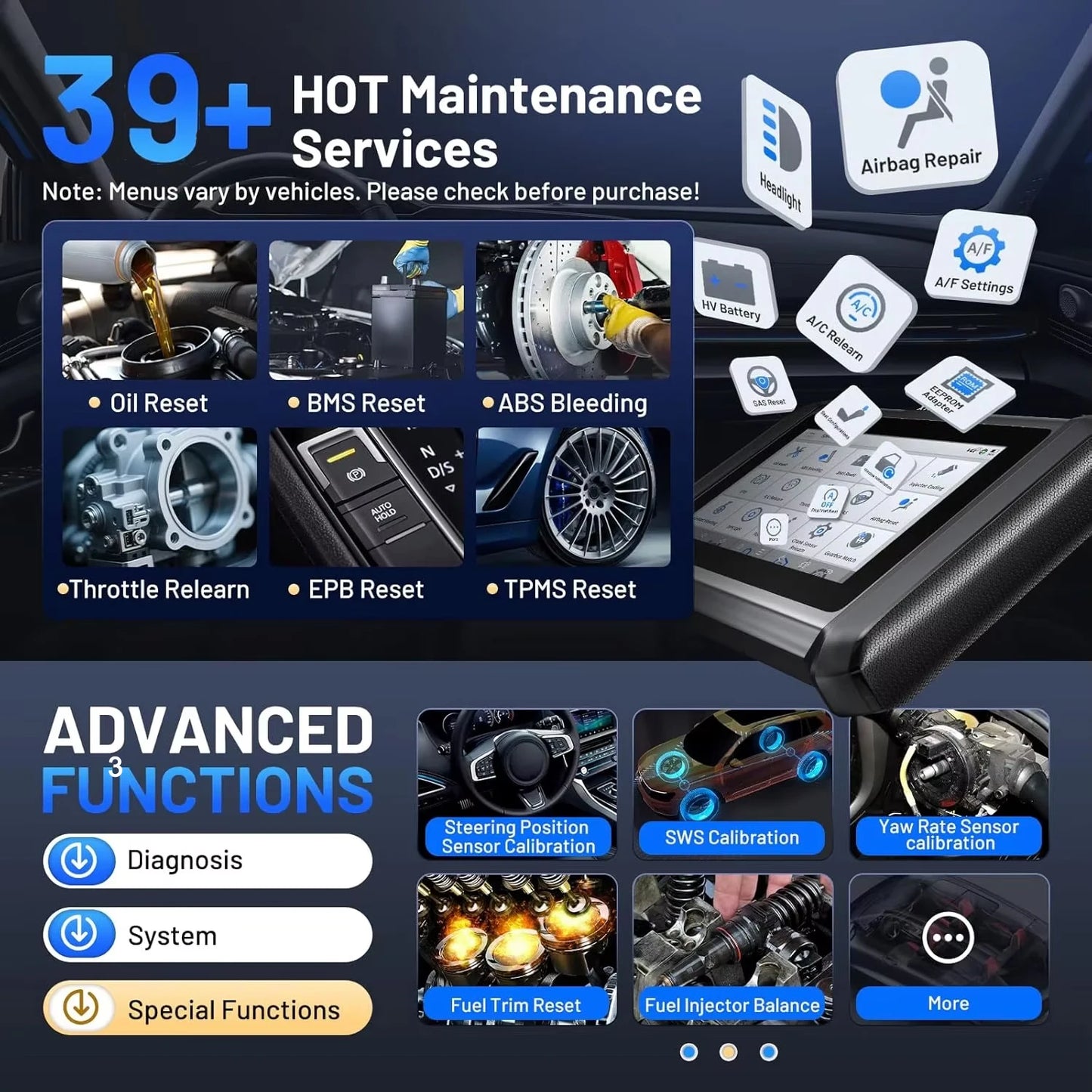 Draadloze OBD2-Scanner – Autodiagnose Tool – Foutcode Lezer – Diagnoseapparaat – Wifi Verbinding – 7-Inch Touchscreen – Key Programmer