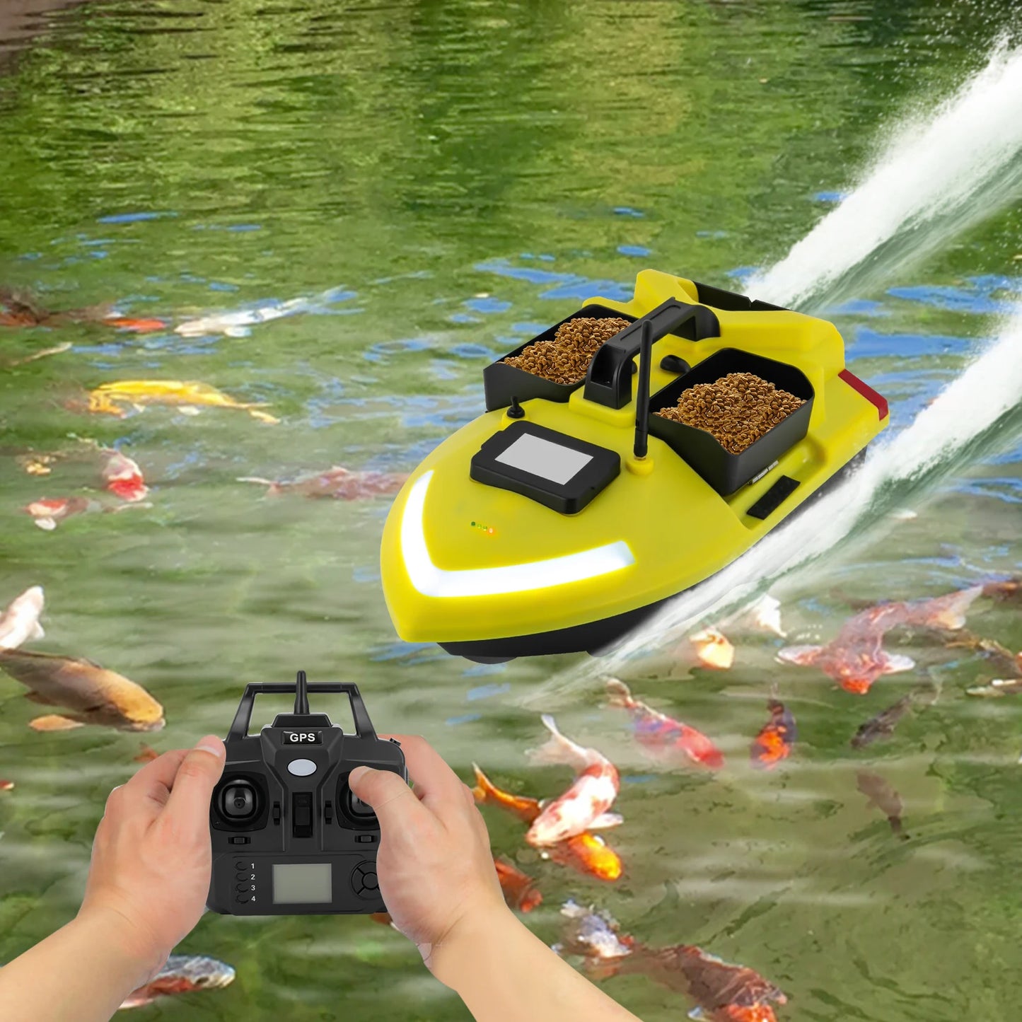 Sensorgestuurde Voerboot – Visboot – Voerboot Met GPS – Afstandsbediening Voerboot – ABS Materiaal – 12000mAh Lithium Batterij