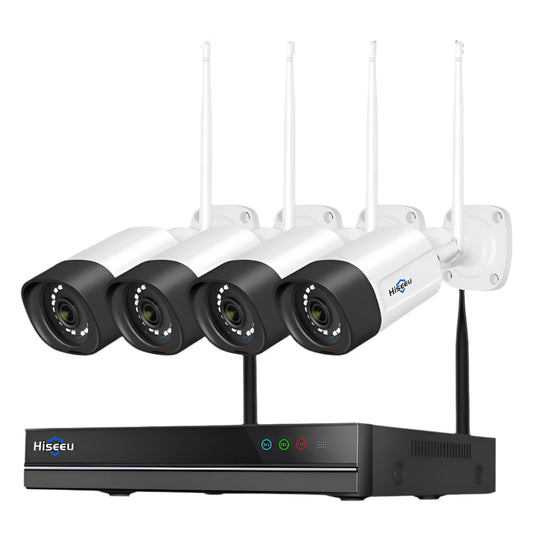 Beveiligingscamerasysteem - Beveiligingscamera - Bewakingscamera - 10CH - 5MP Camera - 1080P - Openlucht - AI-menselijke Detectie - NTSC,PAL - 4 stuks - Wit - QUORE