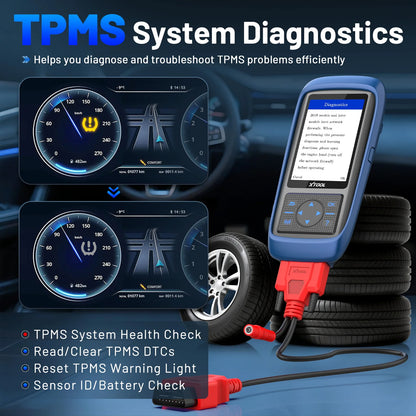 TPMS Programmer – Bandenspanningsmeter – TPMS Diagnosetool – Sensor Activator – TPMS Relearn Tool – Werkt Met 315 & 433 MHz – Inclusief 4 PCS TS100 Sensoren - QUORE