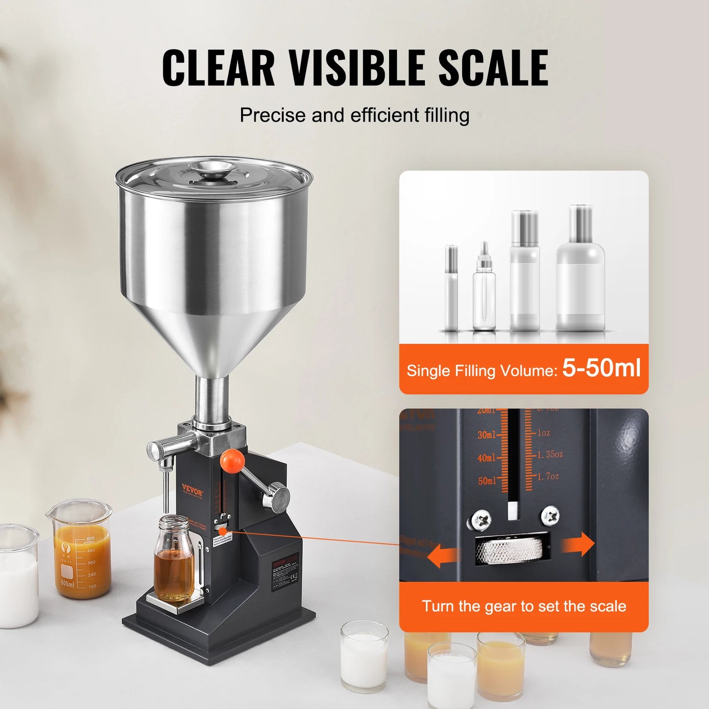Vloeistof Vulmachine - Oliepomp - Vloeistofpomp - Handmatige Vloeistof- en Pasta Vulmachine - 5-100ML - Instelbaar & Efficiënt - QUORE