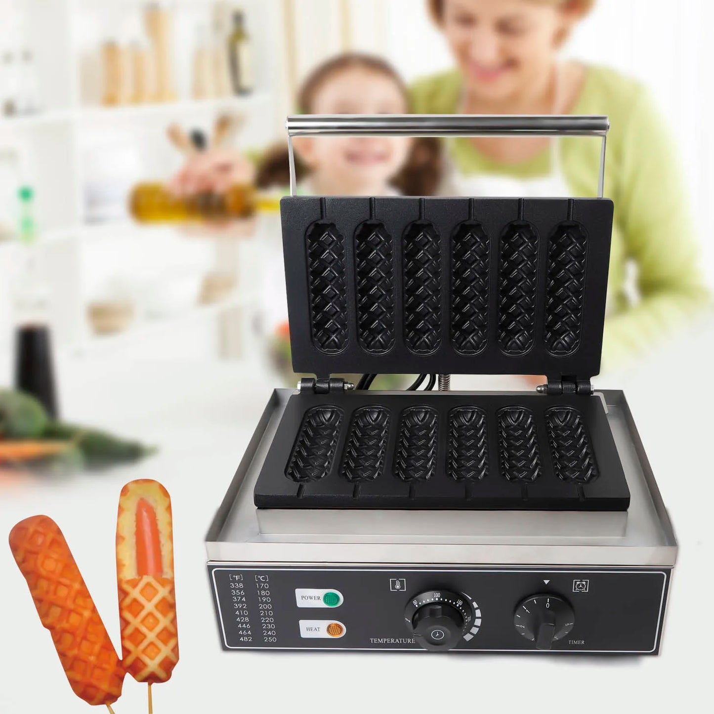 1500W Commercial 6pcs Waffle Maker Hot Dog Machine DIY food Making Machine - QUORE