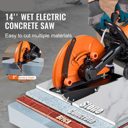 Elektrische Betonzaag - Muurfrees - Steenzaagmachine - Steenzaag - Zaagmachine - met Max. 5 Inch - Snijdiepte voor Beton - Steen - Baksteen - 3200W - 4600 RPM - Oranje