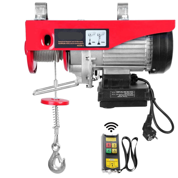 Kabeltakel - Elektrische lier - Elektrische Takel - Hijskraan - Kabeltakel Lier - voor Boot Auto Garage Lift - Draadloos 800kg - Rood