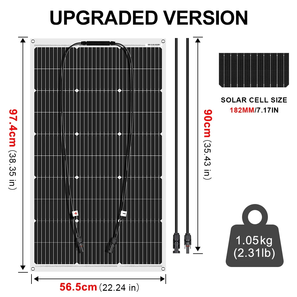 100W Monokristallijn Zonnepaneel – Zonne-energie Paneel – Draagbaar Zonnepaneel – Waterdicht Zonnepaneel – Lichtgewicht Paneel – IP67 Waterdicht – ETFE & EVA Coating