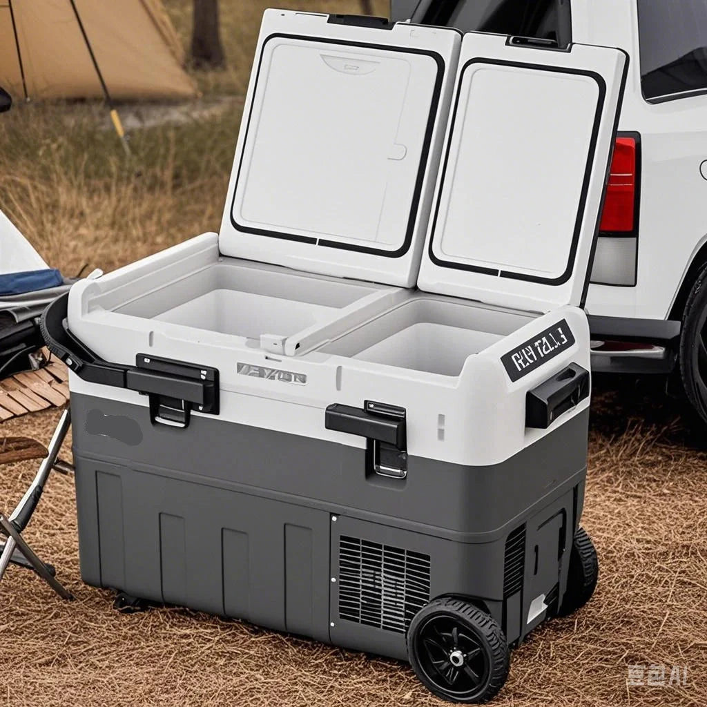 Auto Koelkast - Auto Koelbox Compressor - Camping Koelkast - met Wielen - 12V/24V - 58L - Draagbare - Koelen en Vriezen - -20°C tot +20°C - Energiezuinig - Voor Auto - Camper - en Camping