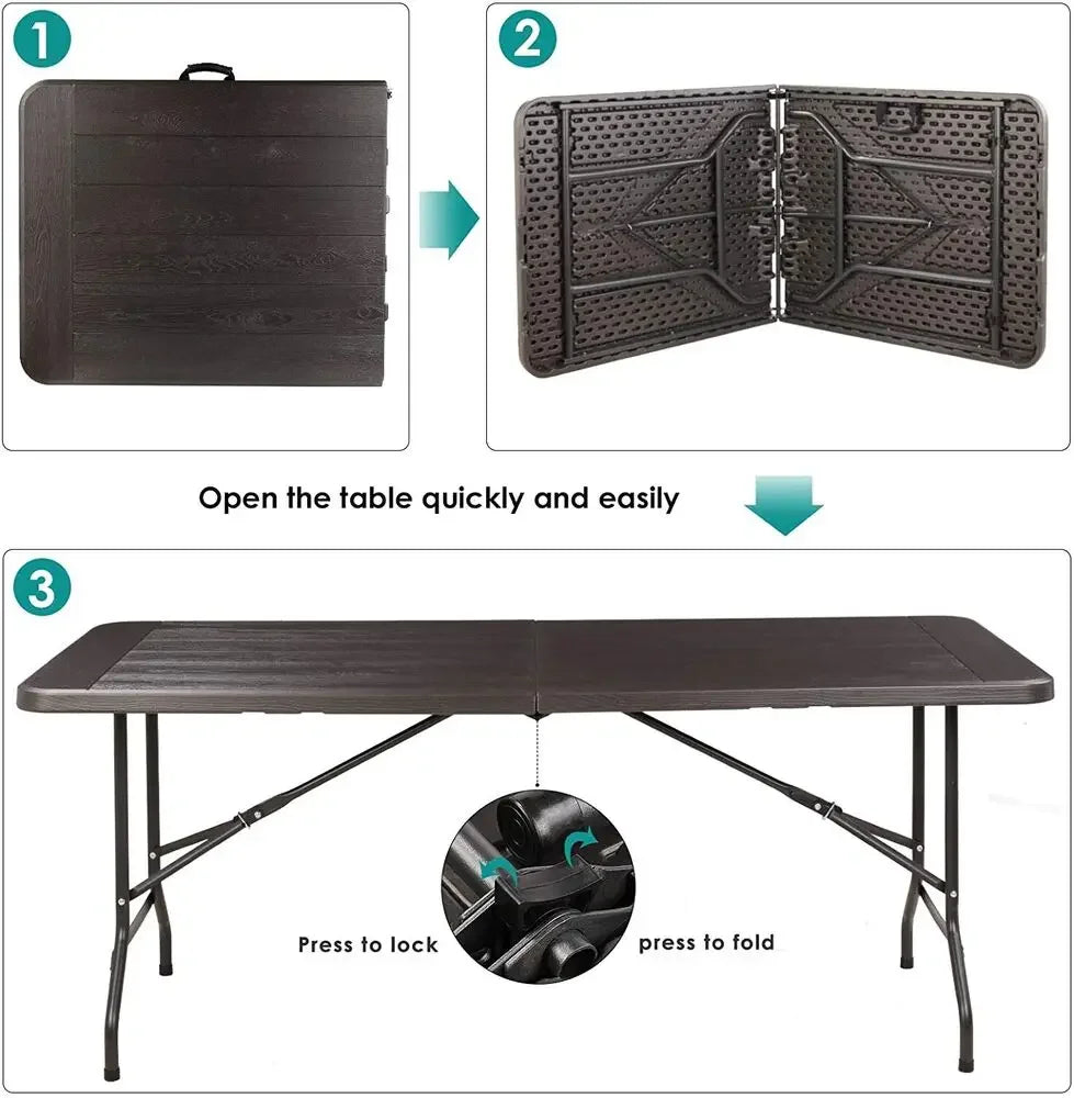 Campingtafel - Vouwtafel - Picknicktafel - Speltafel - Serveertafel - Inklaptafel - Draagbare - Inklapbaar - voor Buiten - Binnen - Achtertuin - Tuin - Barbecue - 180 x 76 x 74 cm - Grijs