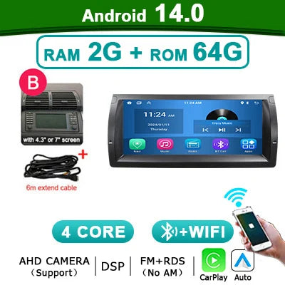 10,25" Autoradio – Car Multimedia Speler – Auto Stereo – Touchscreen GPS Navigatie – Android 14 – CarPlay Draadloos – Plug & Play – 8 Core Processor