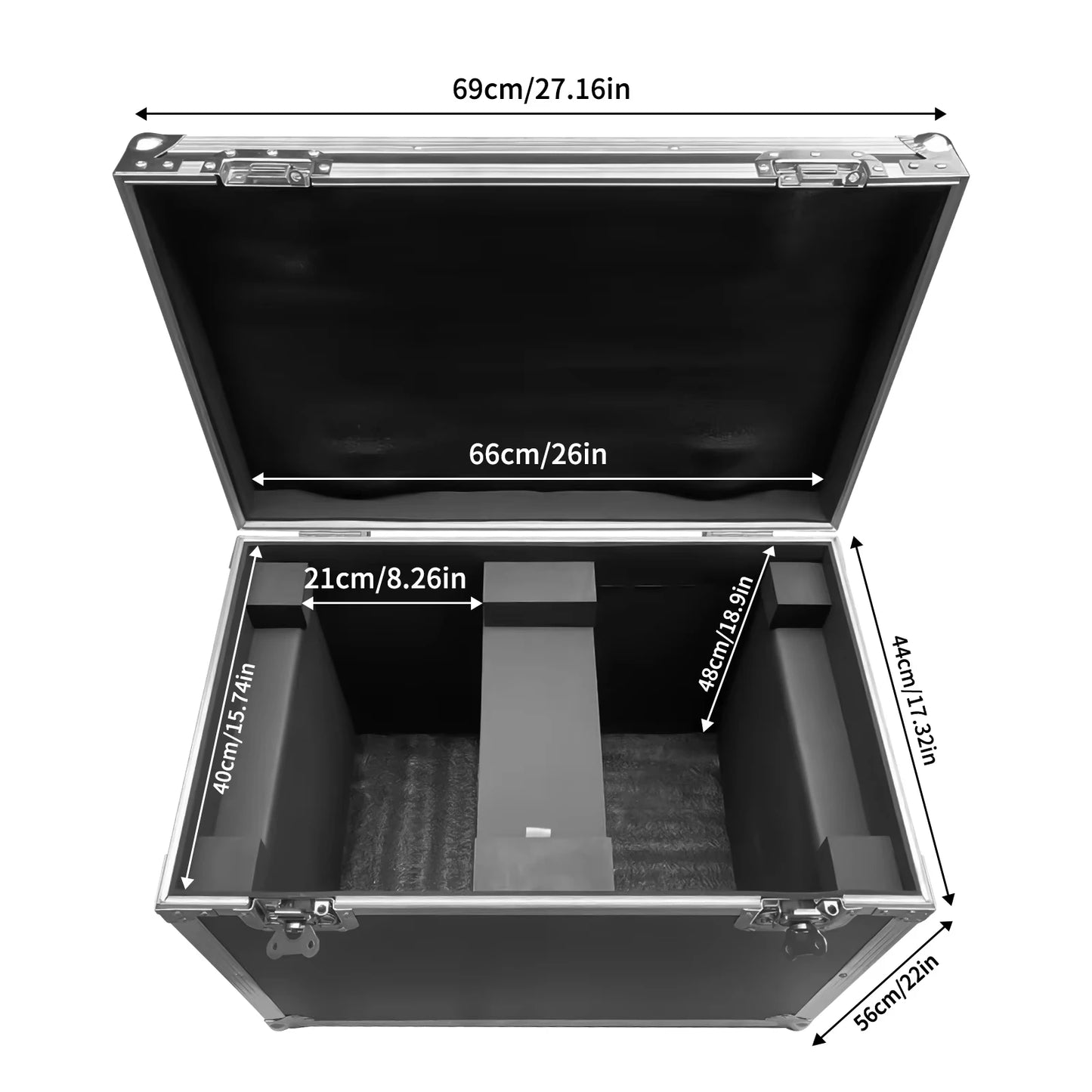 Flightcase 230W Beam Moving Head Licht – Flycase – Transportkoffer – Lichtkoffer – Beschermcase – 69x40x56 cm – Schokbestendig EVA Foam – Zwenkwieltjes Met Rem - QUORE