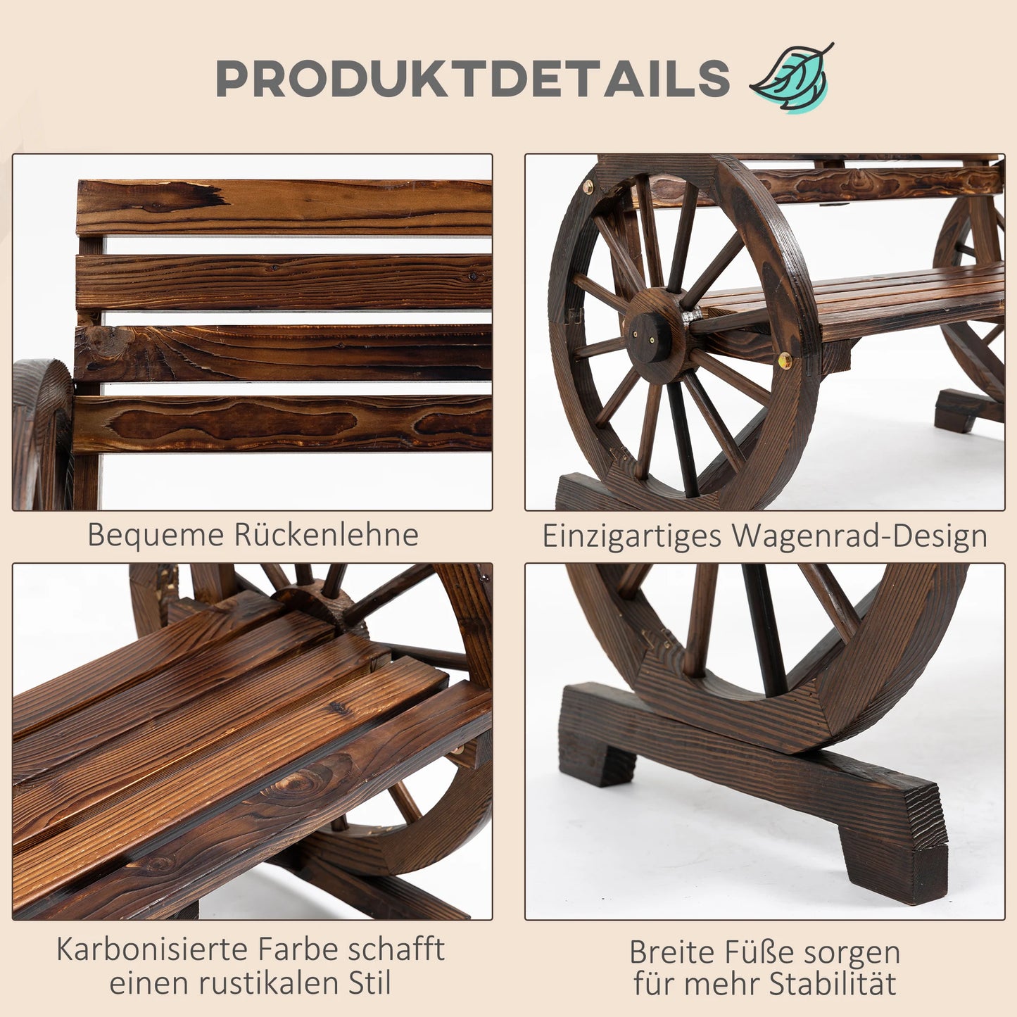 Houten Tuinbank – Buitenbank – Tuinmeubel – Verandabank – Grenenhout – Waterbestendig – Stevig 240 Kg