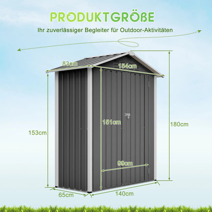 Stalen Tuinopslag – Fietsstalling – Tuinschuurtje – Opslagbox – Weerbestendige Stalling – 154x83x180 cm – Waterdicht Met Vloerfundering En Slot