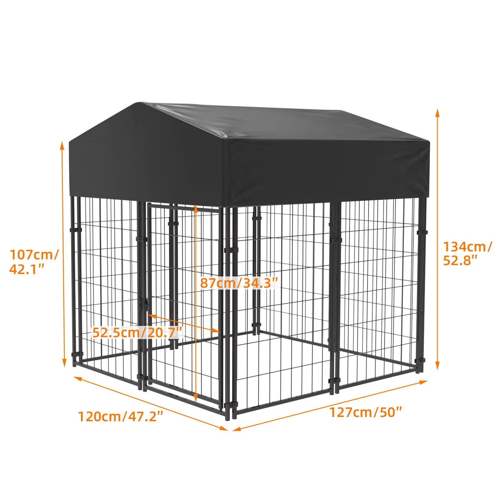 Grote Hondenren – Hondenkooi Buiten – Hondenbench Tuin – Hondenren Met Dak – Hondenhok Dicht – Robuust Gegalvaniseerd Stalen Frame – Weerbestendig Oxford Doek Overkapping - QUORE