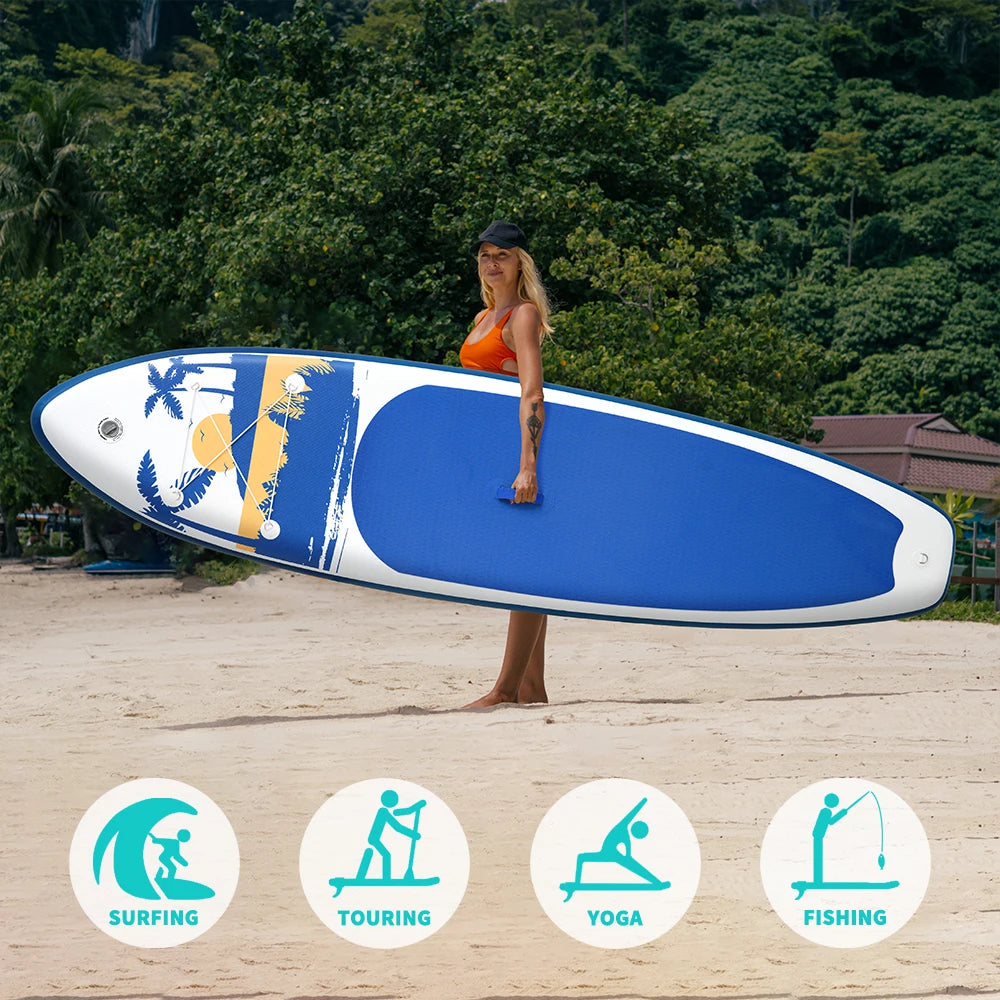Supboard - Sup - Paddle Board - Sup Boards - 335x84x15cm - Ultra-Light - Opblaasbaar Paddle Board - Max 165 kg - Waterdicht - Voor Rivier - Zee - Inclusief Paddle - Rugzak - Zadel & Accessoires - Geel en Oranje