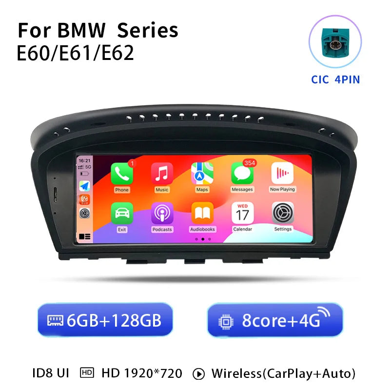 Multimedia Unit BMW – Multimedia Systeem – Auto Radio – Navigatiesysteem – Infotainment Systeem – Android 14 Besturingssysteem – 8,8 Inch HD Touchscreen – Draadloze CarPlay & GPS Navigatie