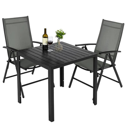 Tuintafel - Klaptafel - Balkontafel - Picknicktafel - 75x75cm - Aluminium + Houtplastic WPC, Eettafel, Bistro Balkon Patio Tafel, Weer- en Hittebestendig - AntiSlip - Campingtafel - Donkergrijs