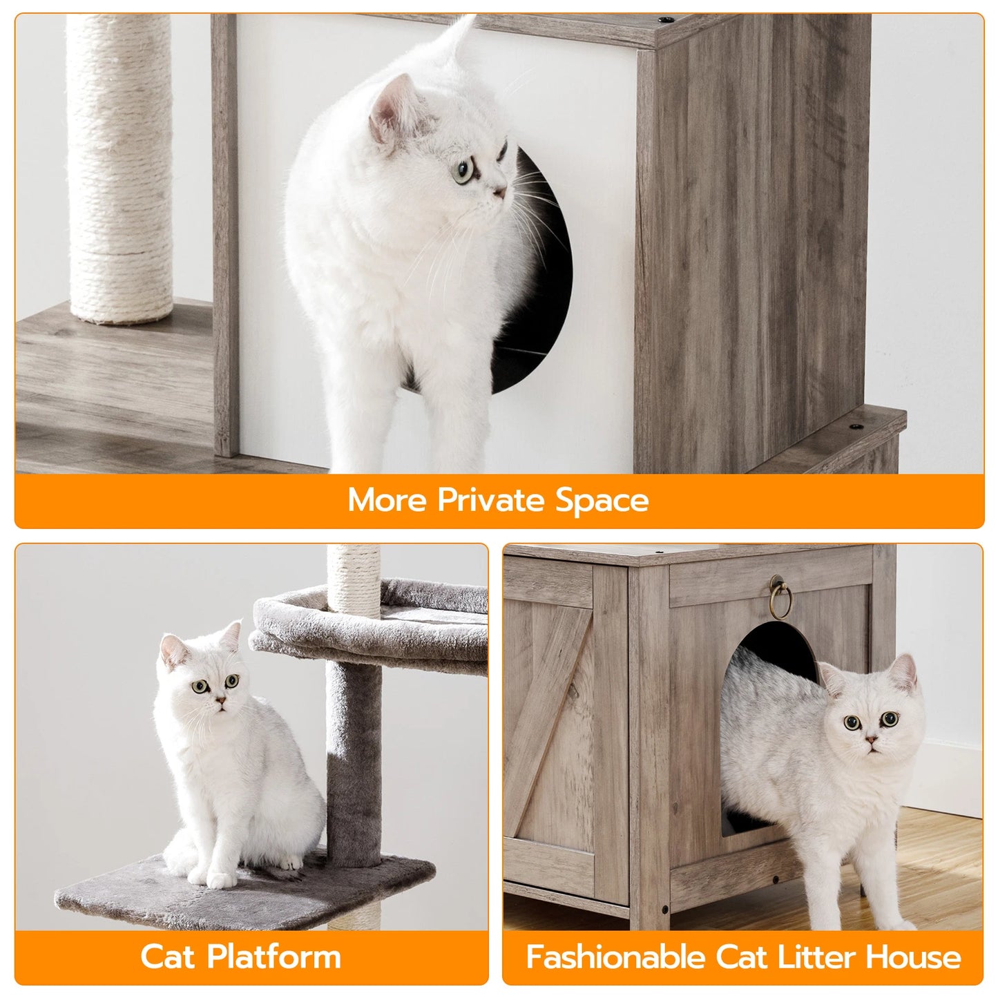 Kattenboom – Kattenmeubel – Klimtoren – Speelton – Kattenbak – 150 Cm Hoog – Sisal Krabplezier