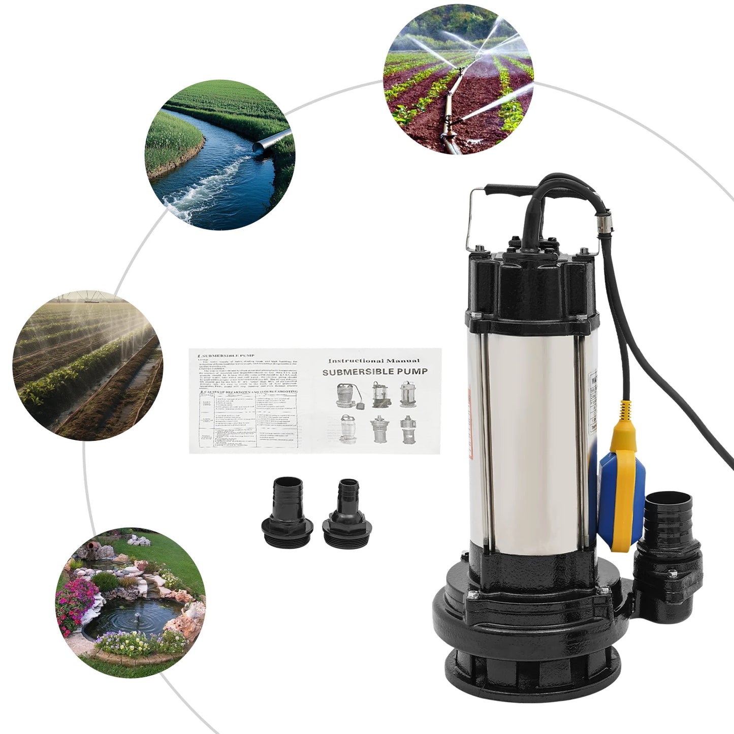 Dompelpomp – Waterpomp – Pomp Voor Schoon Water – Pomp Voor Vuil Water – 1,5 Kw Motor – Rvs Behuizing – Automatische Werking