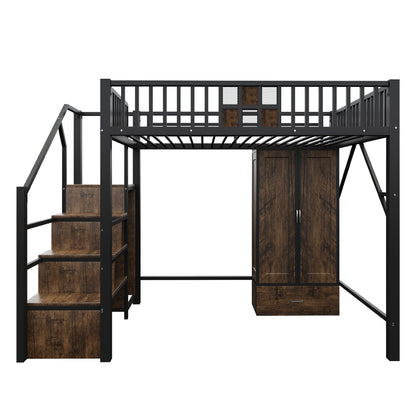 Tweepersoonsbed – Bedbank – Opbergbed – Slaapbed – Ledikant – Ruimtebesparend met Lades en Kast – 90x200 & 140x200 cm – Wit en Naturel – Inclusief Trapje en Deurframe – Zonder Matras