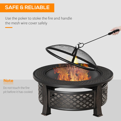 Vuurkorf – Tuinhaard – Buitenhaard – Barbecue – Warmtebron – Duurzaam Staal – Inclusief Houtvork - QUORE