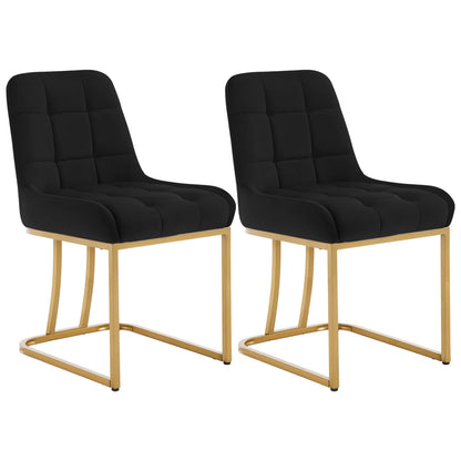 Eetkamerstoel – Stoel – Bureaustoel – Zitstoel – Keukenstoel – Zwart – Fluwelen Bekleding – Metalen Frame – Ergonomisch Design – Set van 2