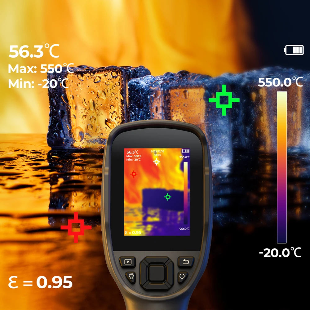 Thermische Camera – Warmtebeeldcamera – Temperatuurmeter – Infrared Camera – Handheld Thermometer – 256x192 Resolutie – Temperatuurbereik -20°C Tot 550°C