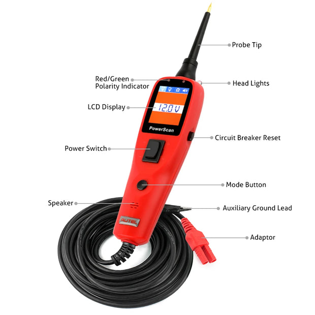 Elektrische Circuittester - Slimme Testerpen voor Auto - Snel Achterlichten - Richtingaanwijzercircuits - Slechte Stopcontacten Controleren - Automotive Circuit Tester Tool - 12V - 24V - AVOmeter - Diagnosetool - Rood
