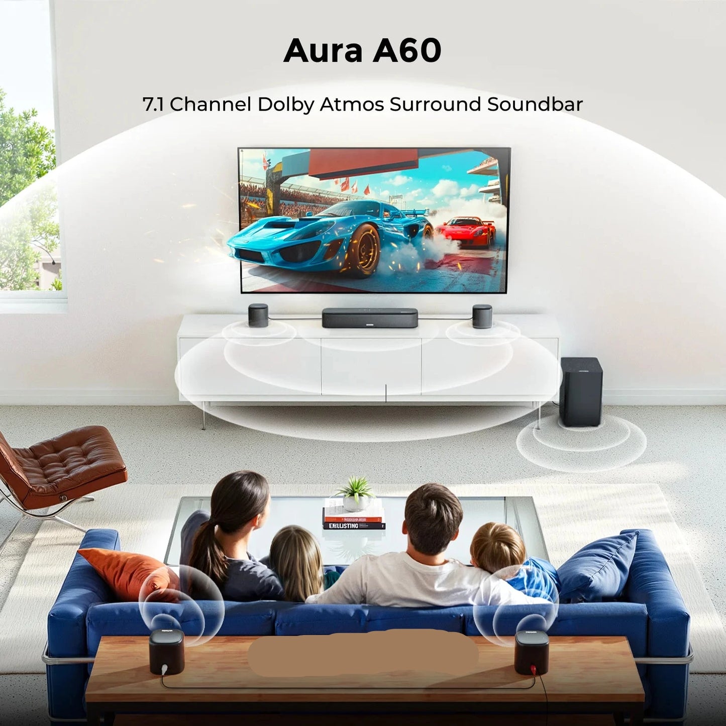 Soundbar - 7.1ch - Soundbar met Subwoofer - Soundbar voor TV - Smart App Control - 350W - Bluetooth TV Soundbar - Home Cinema Geluid - Zwart