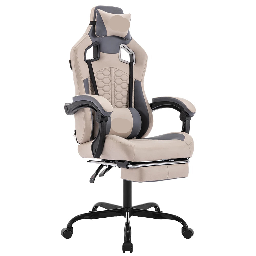 Gamingstoel – Bureaustoel – Gamerstoelen – Zitzak – Ergonomisch – Met Voetensteun – Verstelbare Rugleuning - Beige - #6