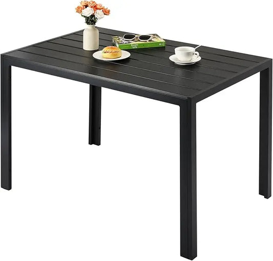 Tuintafel – Balkon Tafel – Terrastafel – Bistrotafel – Tuinmeubel – Weerbestendig WPC Tafelblad – Lichtgewicht Aluminium Frame - 7 Borden Tafelblad - 110x70x73 cm