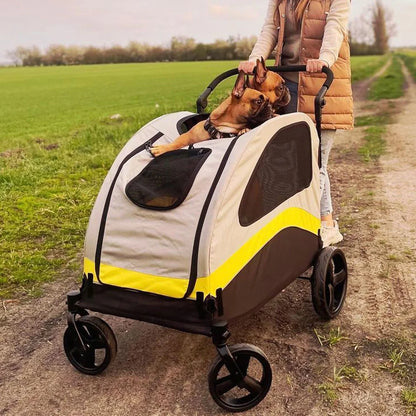 Hondenbuggy – Hondenwagen – Dierenwagen – Huisdierenbuggy – Loopwagen – XL Formaat – Stevig Metaalframe – 4 Draaibare EVA-Wielen
