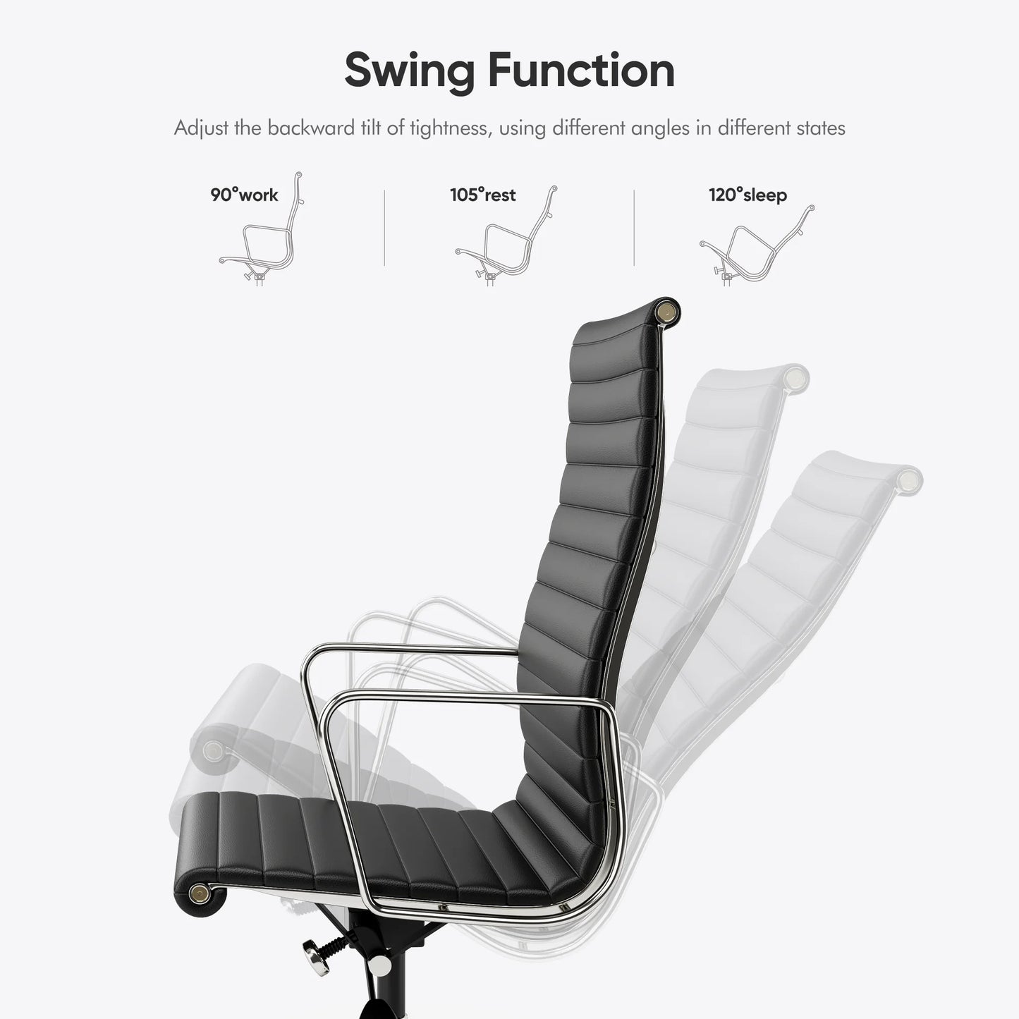 Bureaustoel Ergonomisch - Gaming Stoel - Executive Stoel - Stoelen - Kantoorstoel - Leren - Klassieke Hoge Rug - Armleuningen - Verstelbare - 360° Draaifunctie - met Wielen - 1 Stuk - Zwart
