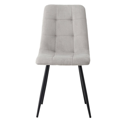 Eetkamerstoelen - Eetstoelen - Keukenstoelen - Set van 4 - Ergonomische - met Rugleuning - Voor Keuken - Eetgedeelte - Corduroy Stof - Metalen Poten - 43 x 44 x 99.5 cm - Grijs
