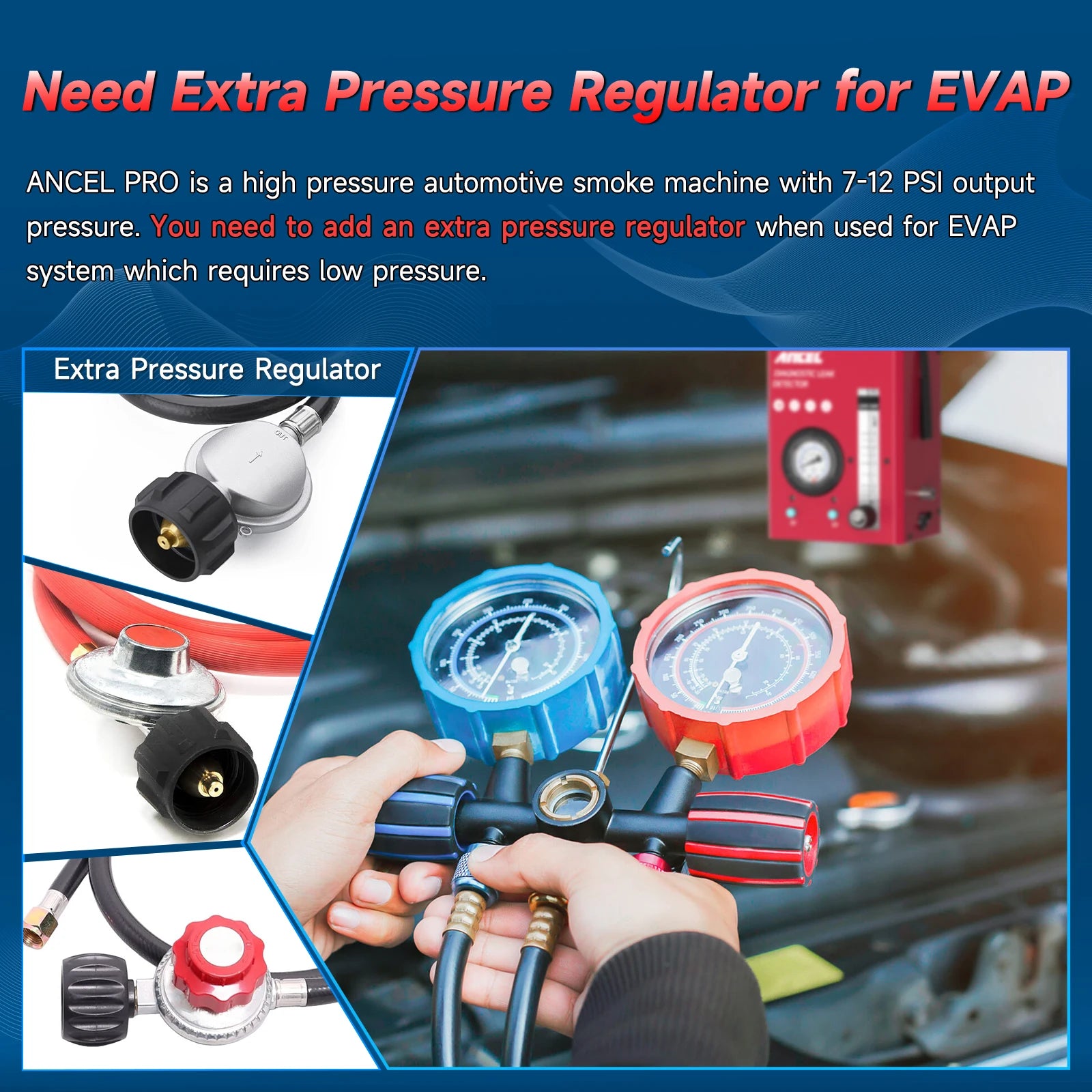ANCEL S3000 Smoke Machine Automotive Built-in Air Compressor 12V EVAP Diagnostic Tool Vacuum Tester Fuel Pipe Leakage Locator - QUORE