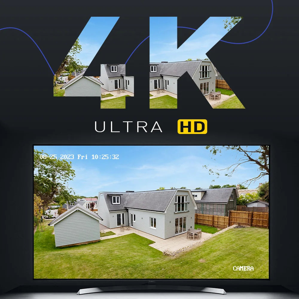 Beveiligingscamerasysteem - 8MP- Openlucht- Bewakingscamera - Beveiligingscamera - IP66 Waterdichte - POE technologie - met Dual Lens, IR Nachtzicht en Tweeweg Audio – Buitencamera voor Netwerktoezicht -  4K 180° Panoramische - Wit