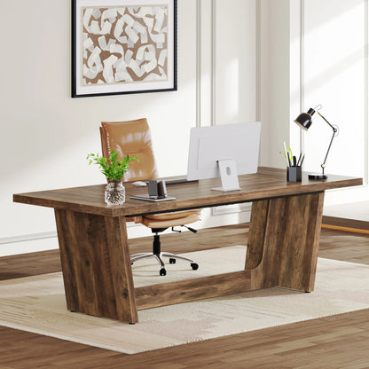 Bureautafel – Schrijftafel – Computerbureau – Werkplek – Houten Constructie – Groot Werkoppervlak – Robuust En Stevig - 180 x 80 x 75.9 cm - Bruin