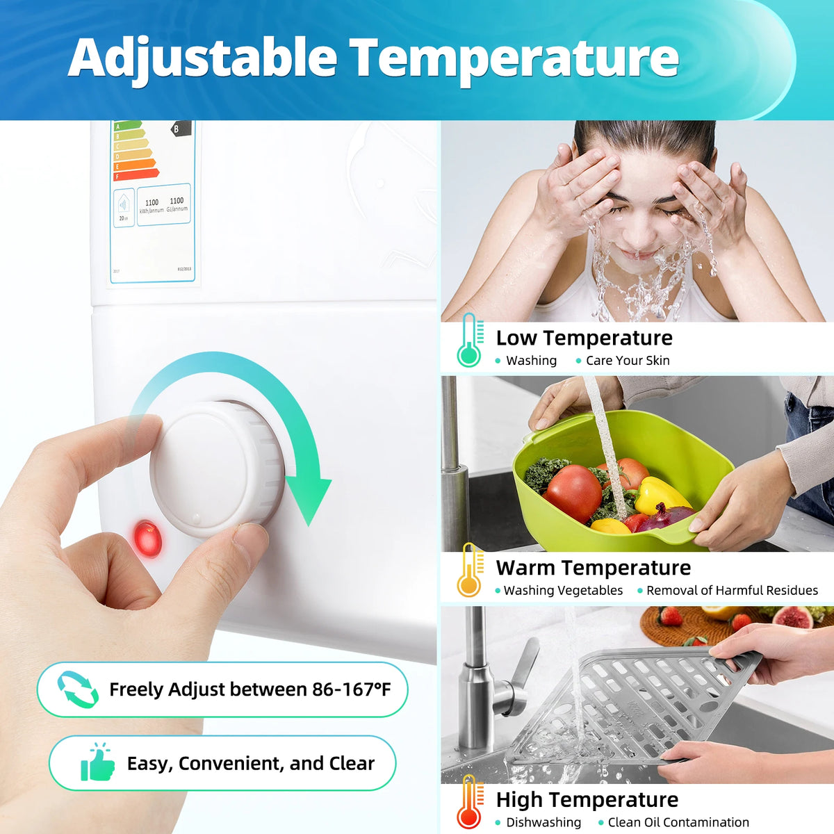 8L Electric Hot Water Storage Tank Water Heater Boiler Under Sink Kitchen 1.5KW - QUORE