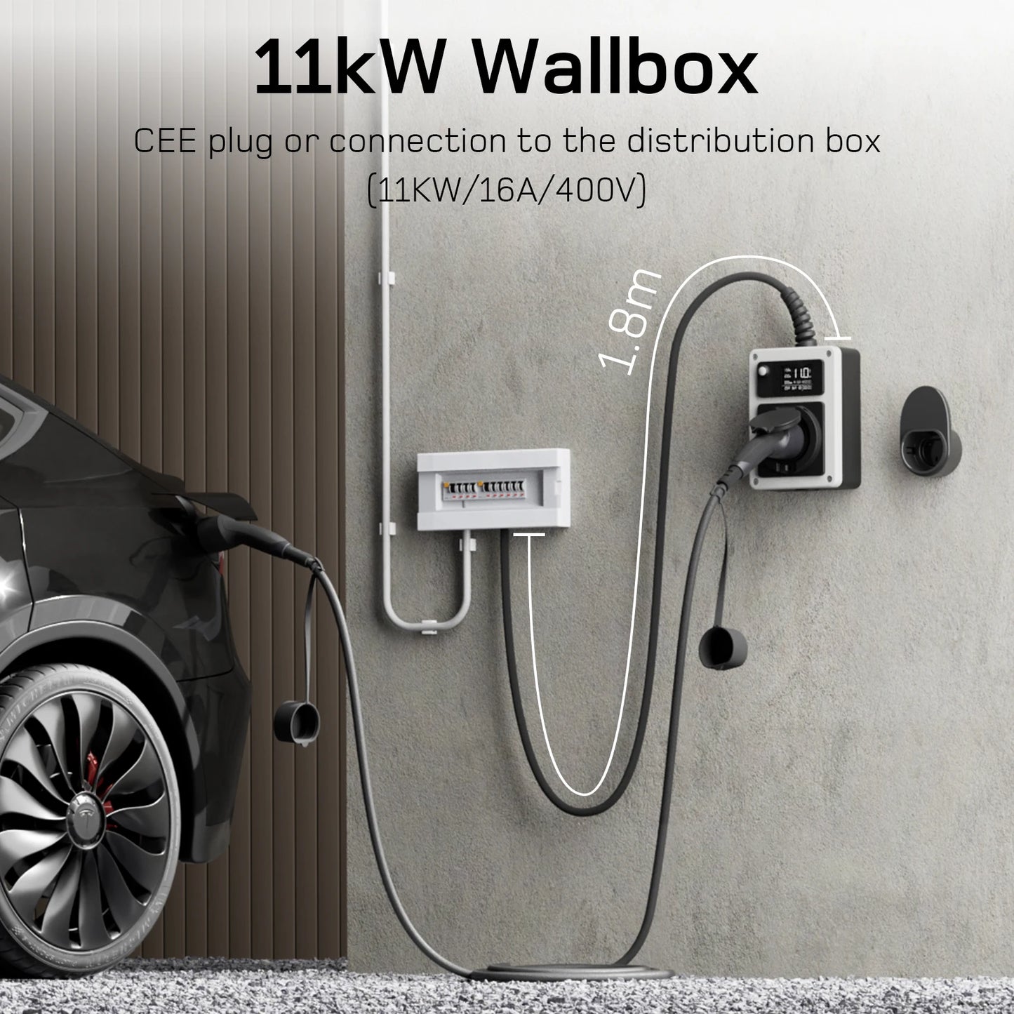 Mobiele Wallbox 11kW – Mobiele Lader – Elektrische Oplader – EV Laadstation – Type 2 Laadpunt – Met App – Open End Kabel – 16A 3-Fase – Weerbestendig IP65