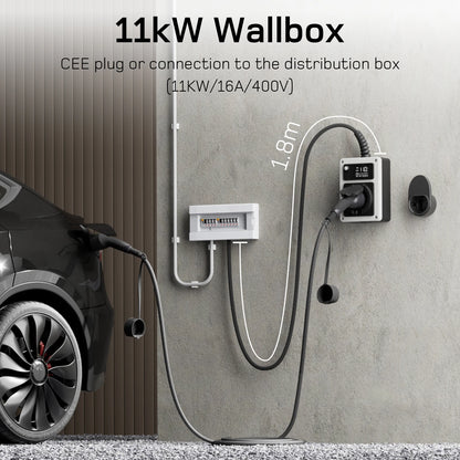 Mobiele Wallbox 11kW – Mobiele Lader – Elektrische Oplader – EV Laadstation – Type 2 Laadpunt – Met App – Open End Kabel – 16A 3-Fase – Weerbestendig IP65