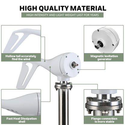 Windturbine - Windmolen - Windturbine Generator - Windenergie - 1000W - 12V -Horizontale -  Laag Geluid & MPPT Controller voor Duurzame Energieopwekking