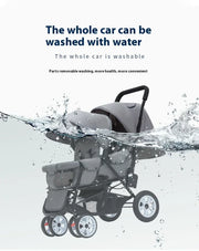 kinderwagen - Jogging buggy - Runner - Lichtgewicht kinderwagen - Baby kinderwagen - Kinderwagen - Dubbele kinderwagen - Kinderwagen met twee Zitplaatsen - Opvouwbare kinderwagen - Voor- en Achterstoelen voor Baby's - Zwart