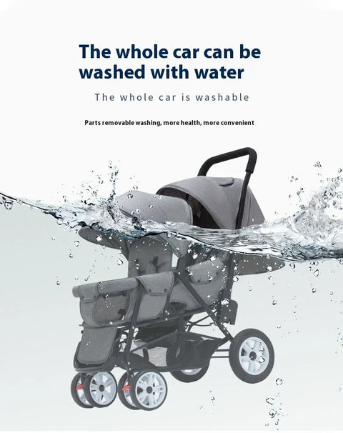 kinderwagen - Jogging buggy - Runner - Lichtgewicht kinderwagen - Baby kinderwagen - Kinderwagen - Dubbele kinderwagen - Kinderwagen met twee Zitplaatsen - Opvouwbare kinderwagen - Voor- en Achterstoelen voor Baby's - Zwart