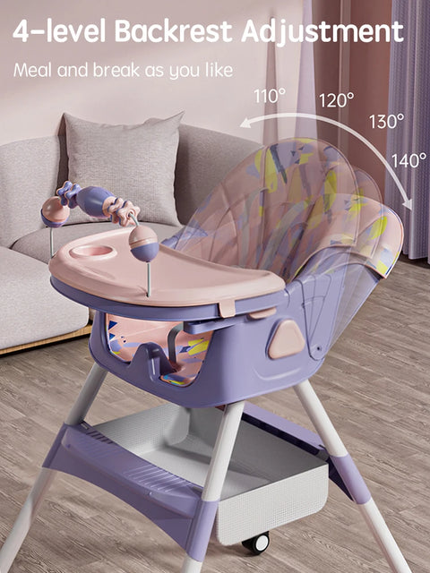 Kinder Eetstoel - Baby Eetstoel Met Verstelbare Hoogte - Kinder Eetstoel Met Stevig Metaal Frame - Unisex - Grijs