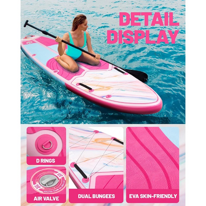 Opblaasbaar SUP-Board – Stand-Up Paddleboard – Sup – Peddelboard – Waterboard – 175 Kg Draagvermogen – Duurzaam PVC-Materiaal - Roze