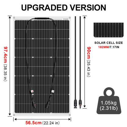 Dokio 18V 10pcs 100W Flexible Solar Panel Monocrystalline Solar Panel For Car/Home Waterproof Charge 12V 1000W Solar Panel - QUORE