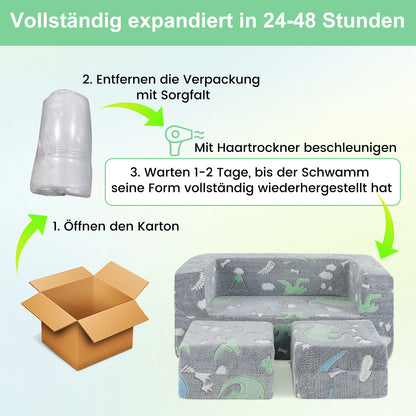 Oplichtende Peuterbank – Modulaire Speelbank voor Kinderen – Afneembare & Wasbare Flanellen Hoes – Kinderbank voor Speelkamer & Kinderkamer