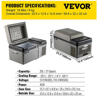 Sihao Car Refrigerator 15L-55L Mini Fridge Freezer Portable Compressor Cooler 12/24V DC 110-240V Ice Box Driving Camping Picnic