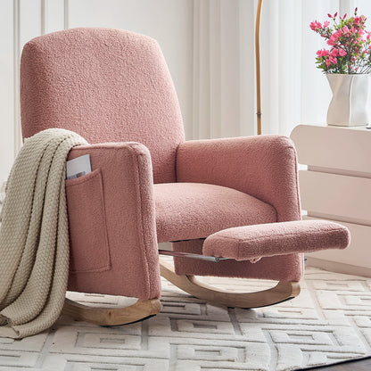 Schommelstoel - Rocking Chair - Relaxstoel - Lounge Stoel - met Kruk - Schommelstoelen Tuin - Hoge Rugleuning –  Fauteuil - Voedingsstoel - Comfortabel & Stijlvol voor Woonkamer - Wit - QUORE