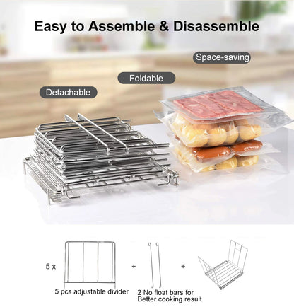 Stainless Steel Sous Vide Rack and 11L Sous Vide Cooker Containers Detachable Dividers Separator for Immersion Circulators - QUORE