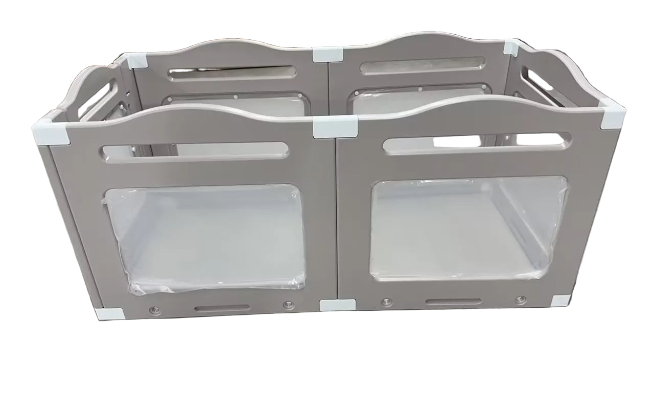 Transparante Puppyren – Hondenren – Puppybox – Speelren – Scheidingswand – Acrylpaneel – Inklapbaar Met Deur – 129x68x60 cm - QUORE